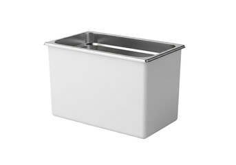 White container with stainless steel top