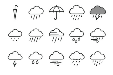 Rainy backpack vector stand cover raincoat rain icons umbrella icon day folded