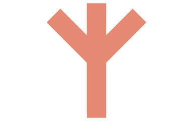 Obraz premium Solid Red Abstract Trident or Three Pronged Shape