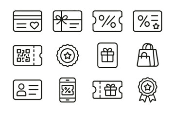 Coupon icon ticket card digital reward vector bonus gift shopping set sticker