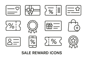 Icons coupon card modern icon voucher discount vector digital loyalty code sale