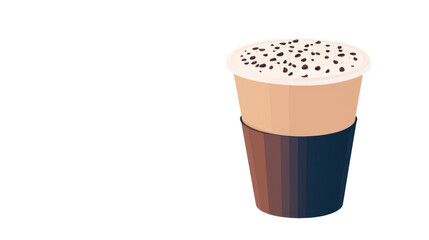 Isometric Coffee Drink, Chocolate Topping, Isolated on Transparent Background, Beverage Illustration, Cartoon Style, Coffee, Drink, Illustration