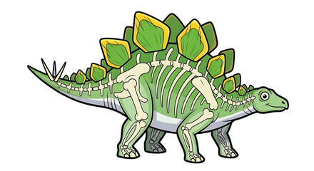 Obraz premium Anatomical illustration of a green Tyrannosaurus Rex showing its complete skeleton.