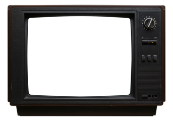 Classic Televisions With Empty Displays Isolated on Transparent PNG Background.