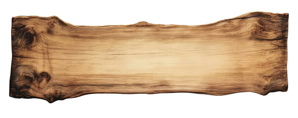 Naklejka premium Rustic Wooden Plank Texture Irregular Shape, Brown Wood Grain, Isolated on Transparent Background, Wood Texture, Plank, Background