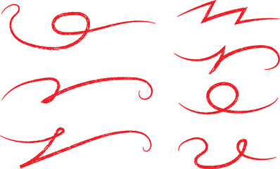Hand drawn red lines vector set graphic design elements art