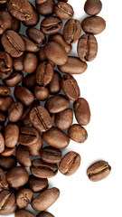 Coffee beans background Roasted Coffee Beans Isolated on White Background Close up roasted coffee beans coffee beans isolated on white background, clipping path