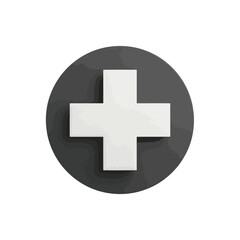 Obraz premium Medical cross symbol on dark grey circle background