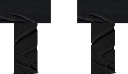 Black T Adhesive semitransparent tape. Set of realistic sticky tape stripes on transparent background Close up of adhesive tape wrinkle set on white background Duct Tape