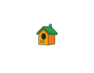 Vector illustration of a cartoon birdhouse on a white background