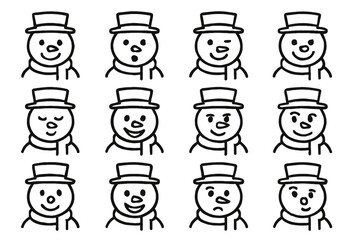 Mischievous winking curious snowman content playful happy cheerful icon expression icons vector