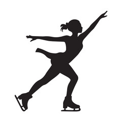 Figure Skating Silhouettes Set – Elegant Ice Skaters Performing on Ice