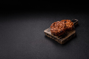Chocolate chip cookies with caramelized nuts, a healthy sweet snack. Nut cookies