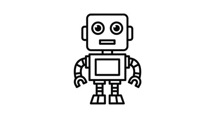 Fototapeta premium Vector art of simple robot, a minimalist representation of artificial intelligence and automation in modern technology and robotics