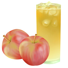 Apple Juice with Ice and Fresh Apples