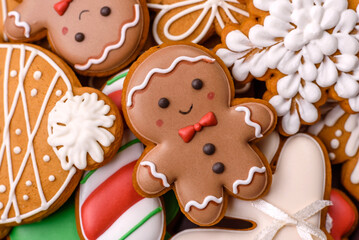 Christmas gingerbread, cookies, or baked goods for the winter holidays. Christmas gingerbread