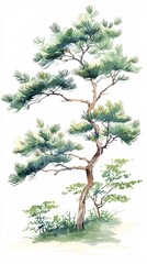 Obraz premium Pine Watercolor Painting Material