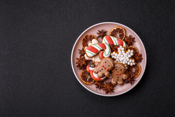 Christmas gingerbread, cookies, or baked goods for the winter holidays. Christmas gingerbread
