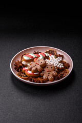 Christmas gingerbread, cookies, or baked goods for the winter holidays. Christmas gingerbread