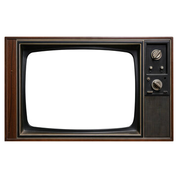 Old Fashioned TVs With Empty Screens For Your Content Isolated on Transparent PNG Background.