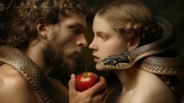 Forbidden act: Adam yield, Eve partake, snake lure, tree allure, sin unfold, Eden farewell, guilt rise, paradise loss, divine verdict, sacred tale, moral fall, scriptural warning