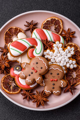Christmas gingerbread, cookies, or baked goods for the winter holidays. Christmas gingerbread