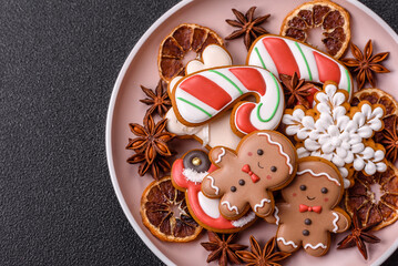 Christmas gingerbread, cookies, or baked goods for the winter holidays. Christmas gingerbread