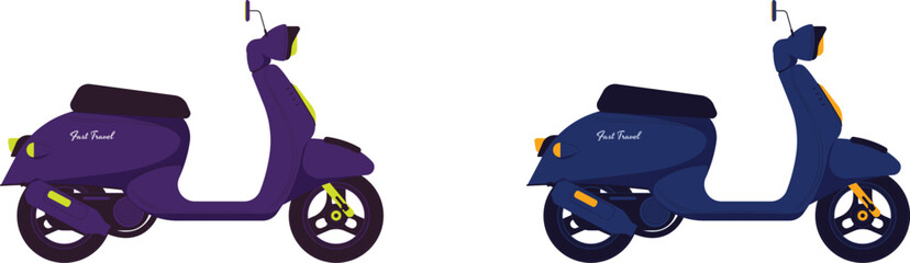 Delivery man courier shipping order with bag riding scooter concept illustration