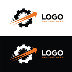 Vector art of gear and arrow logo for engineering company