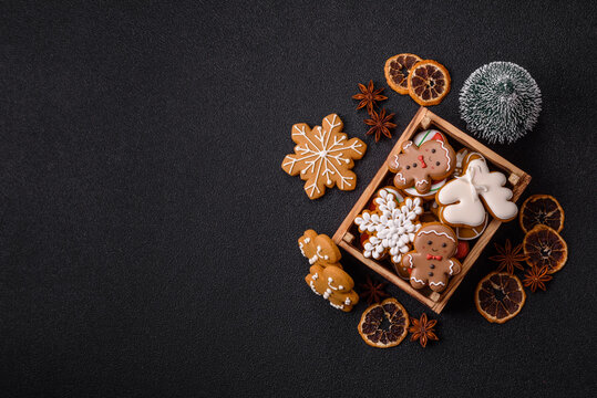 Christmas gingerbread, cookies, or baked goods for the winter holidays. Christmas gingerbread - Powered by Adobe
