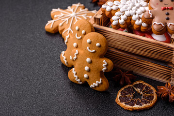 Christmas gingerbread, cookies, or baked goods for the winter holidays. Christmas gingerbread