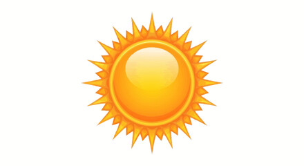 A vibrant illustration of a radiant sun with sharp rays, isolated on a clean white background, symbolizing warmth and energy
