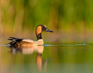 Obraz premium Duck swimming on a calm lake