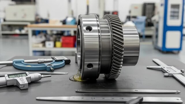 Gear and bearing inspection with precision measuring tools setup