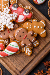 Christmas gingerbread, cookies, or baked goods for the winter holidays. Christmas gingerbread