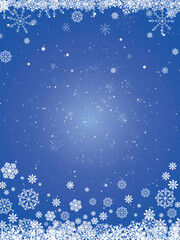 Blue grunge Christmas background, Christmas wishes background, Winter Snowfall Christmas background, Flying snow flakes and stars on winter blue background. snowflake template. Vector illustration.