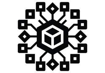 Obraz premium QR Code With Blockchain Symbol Silhouette Crypto
