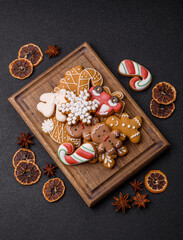 Christmas gingerbread, cookies, or baked goods for the winter holidays. Christmas gingerbread