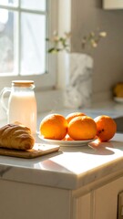 Sunny kitchen breakfast scene