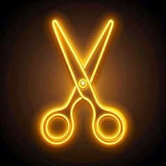 Neon yellow scissors on dark background