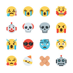 Obraz premium Vector art of collection of diverse emoji icons expressing various emotions, reactions, and moods for digital communication and expression