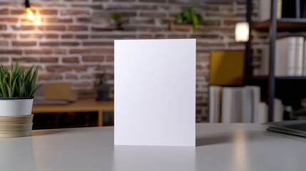 Blank White Card Mockup on a Table in a Cozy Room