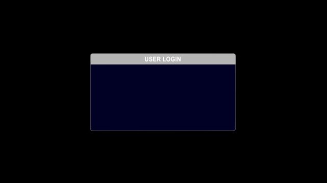 Password cracked glitch text effect and transparent alpha channel loop animation showing digital hacking and data breach concept.