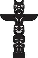 Totem pole silhouette vector, native art design, cultural symbol, carved wooden tribal totem icon