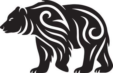 Tribal bear silhouette vector, powerful animal design, wild nature symbol, strength and courage