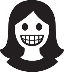 Woman smiling showing teeth, happy expression, positive emotion, cheerful female silhouette