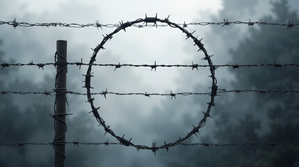 circle of barbed wire barbed wire frame vector, frame of barbed wire