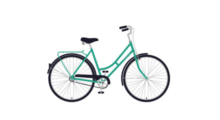 Naklejka premium A classic teal step through bicycle for comfortable city rides.