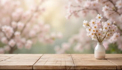 Neutral Tabletop with Delicate Floral Out of Focus Design