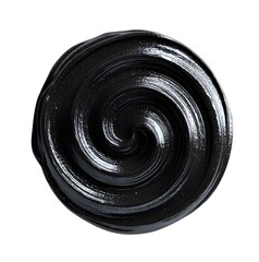 A bold swirl of carbon black. A swirling motion of dark black paint. A dynamic black paint spiral twists endlessly.